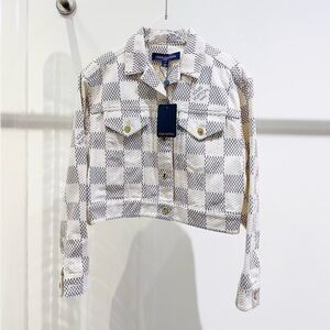 ❌sold❌Authentic Louis Vuitton Women's Checkered Jean Jacket - White and Black